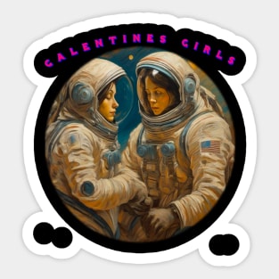 Galentine girls astronauts Sticker